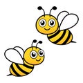 Cute flying bees. Bee character. Vector isolated on white. Royalty Free Stock Photo